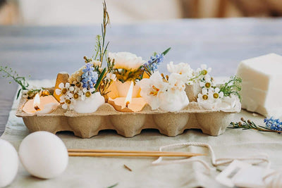 Tischdeko Osternest - DIY Kerzengießen in Eierschalen